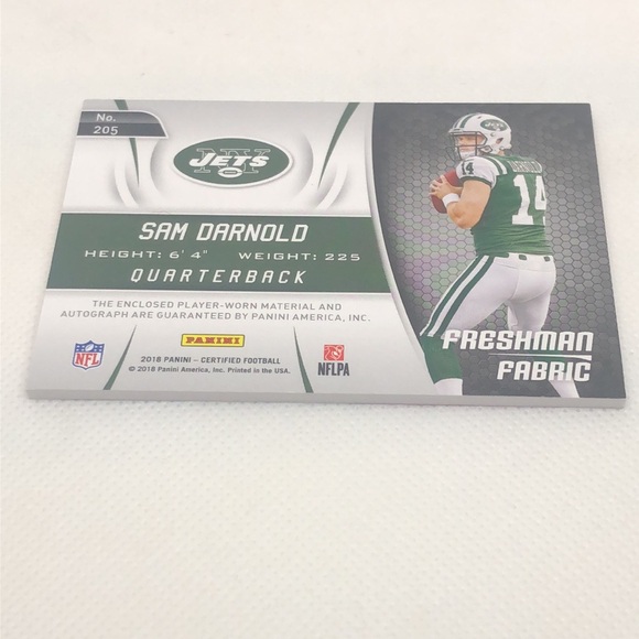 2018 Panini Certified - Freshman Fabric Signatures Mirror Red #205 Sam Darnold - Picture 2 of 5